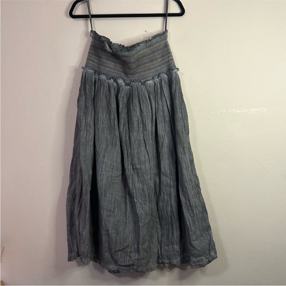 Natural life smocked strapless midi dress